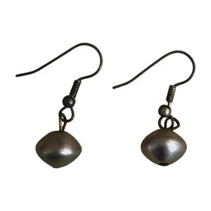 Retro Silver Bead Dangle Earrings - Y2K Minimalist Handmade Jewelry